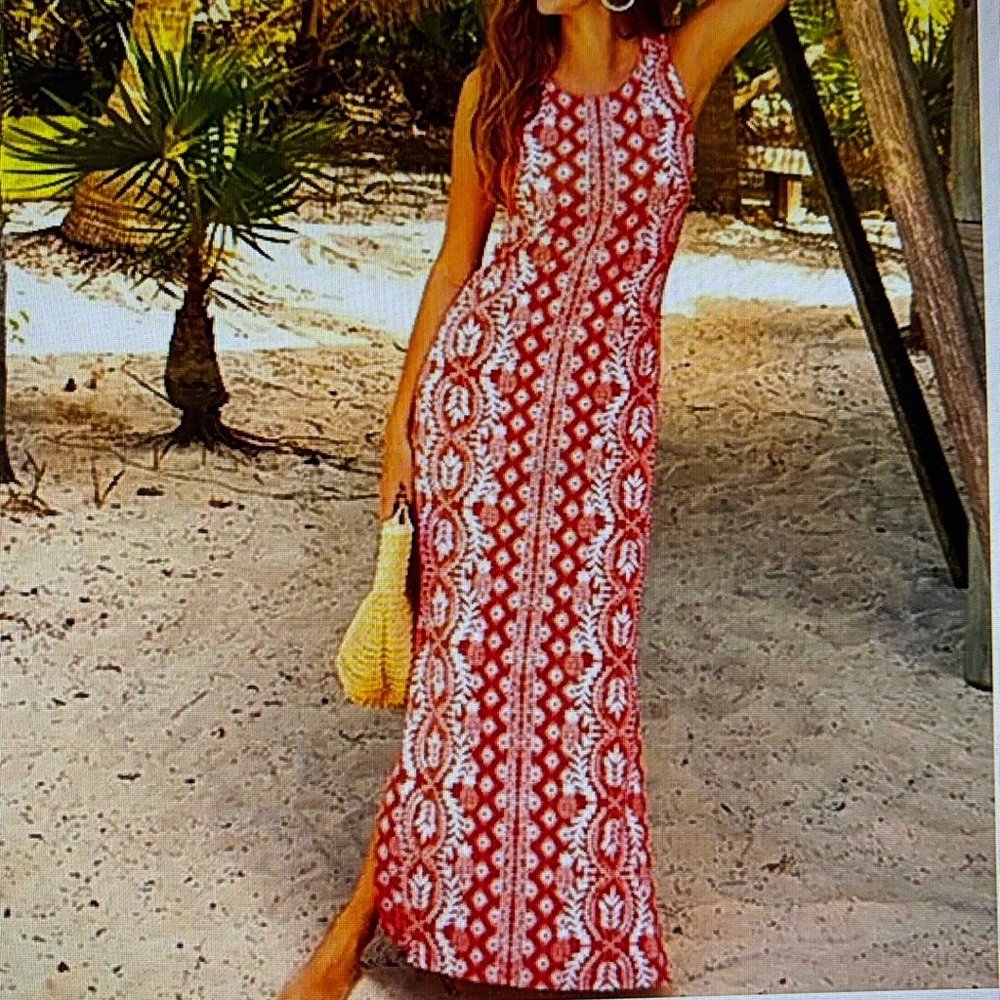 NWT Lilly Pulitzer Ulla Maxi Dress Flamingo Feather Harbour View